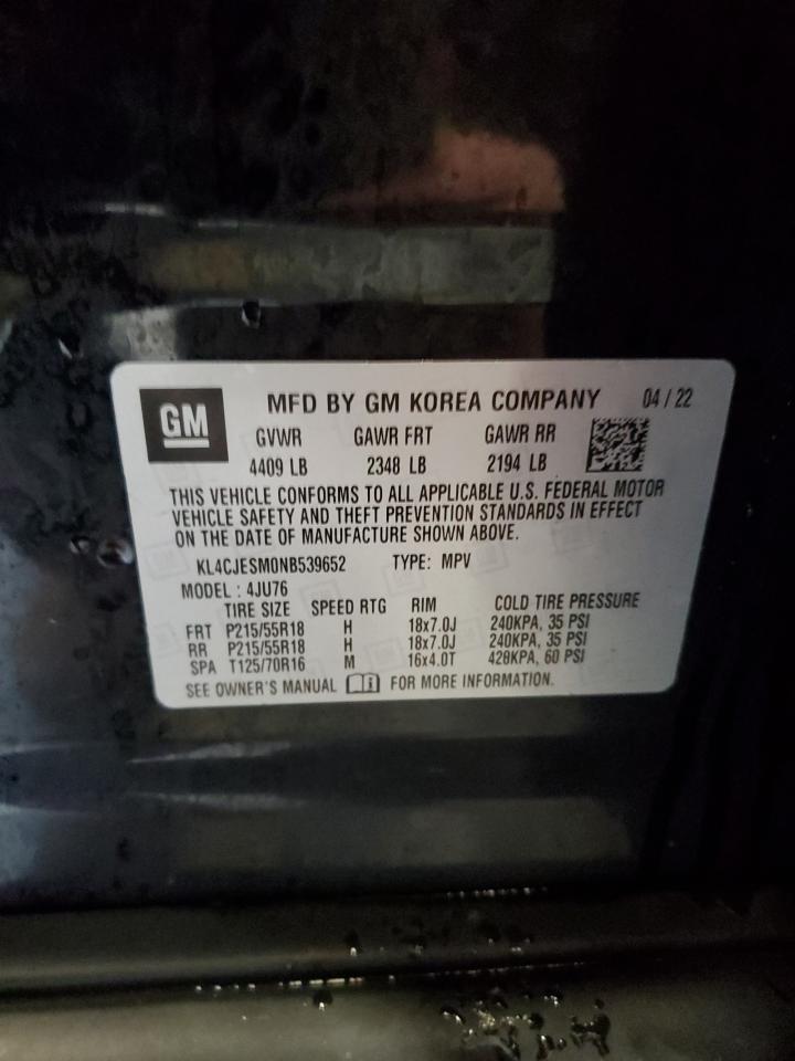 2022 Buick Encore Preferred VIN: KL4CJESM0NB539652 Lot: 40213824