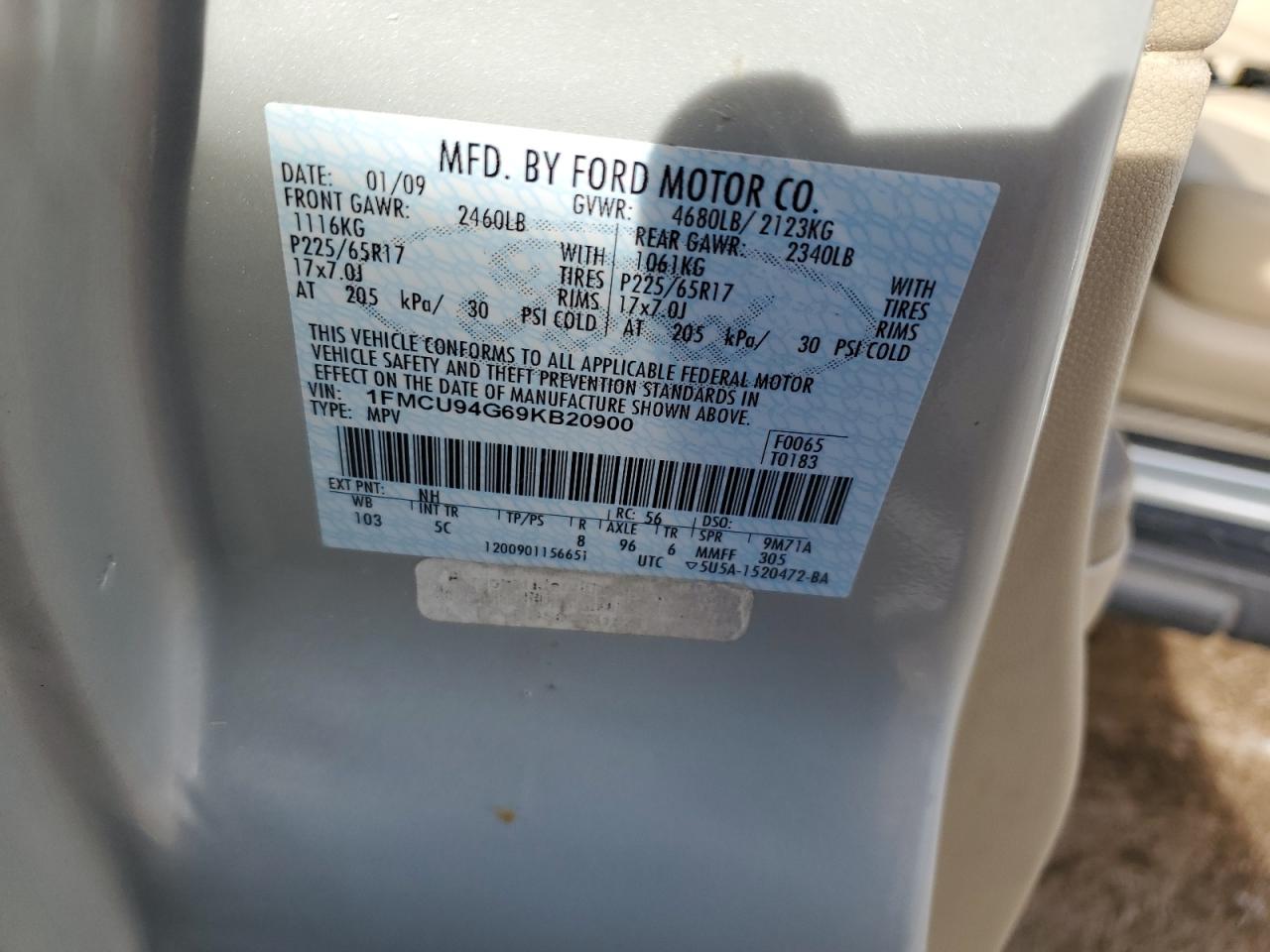 1FMCU94G69KB20900 2009 Ford Escape Limited