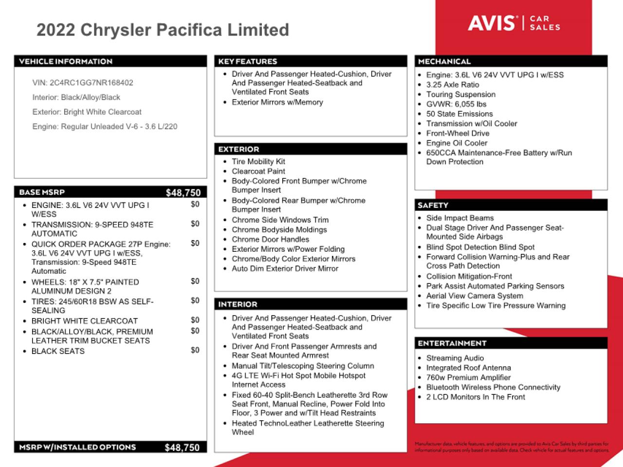 2C4RC1GG7NR168402 2022 Chrysler Pacifica Limited