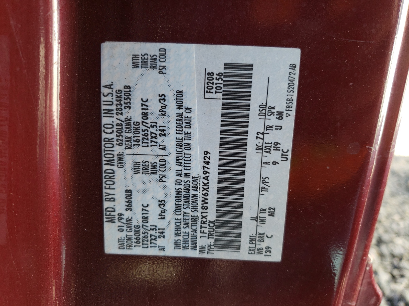 1FTRX18W6XKA97429 1999 Ford F150