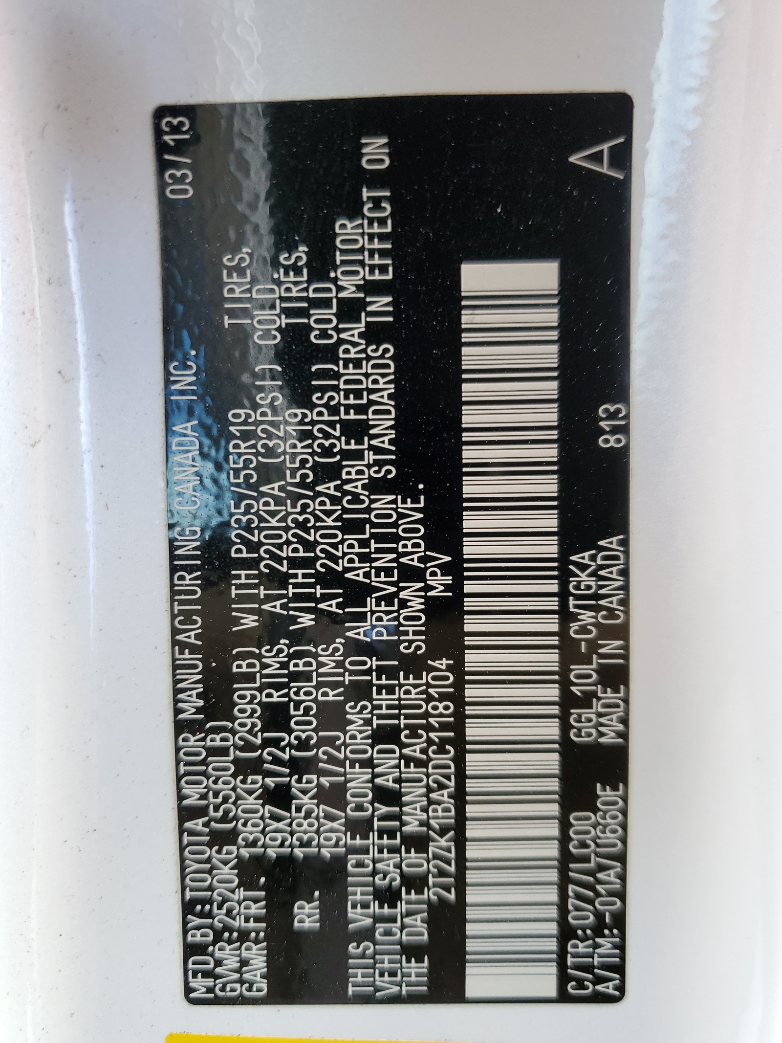 2T2ZK1BA2DC118104 2013 Lexus Rx 350