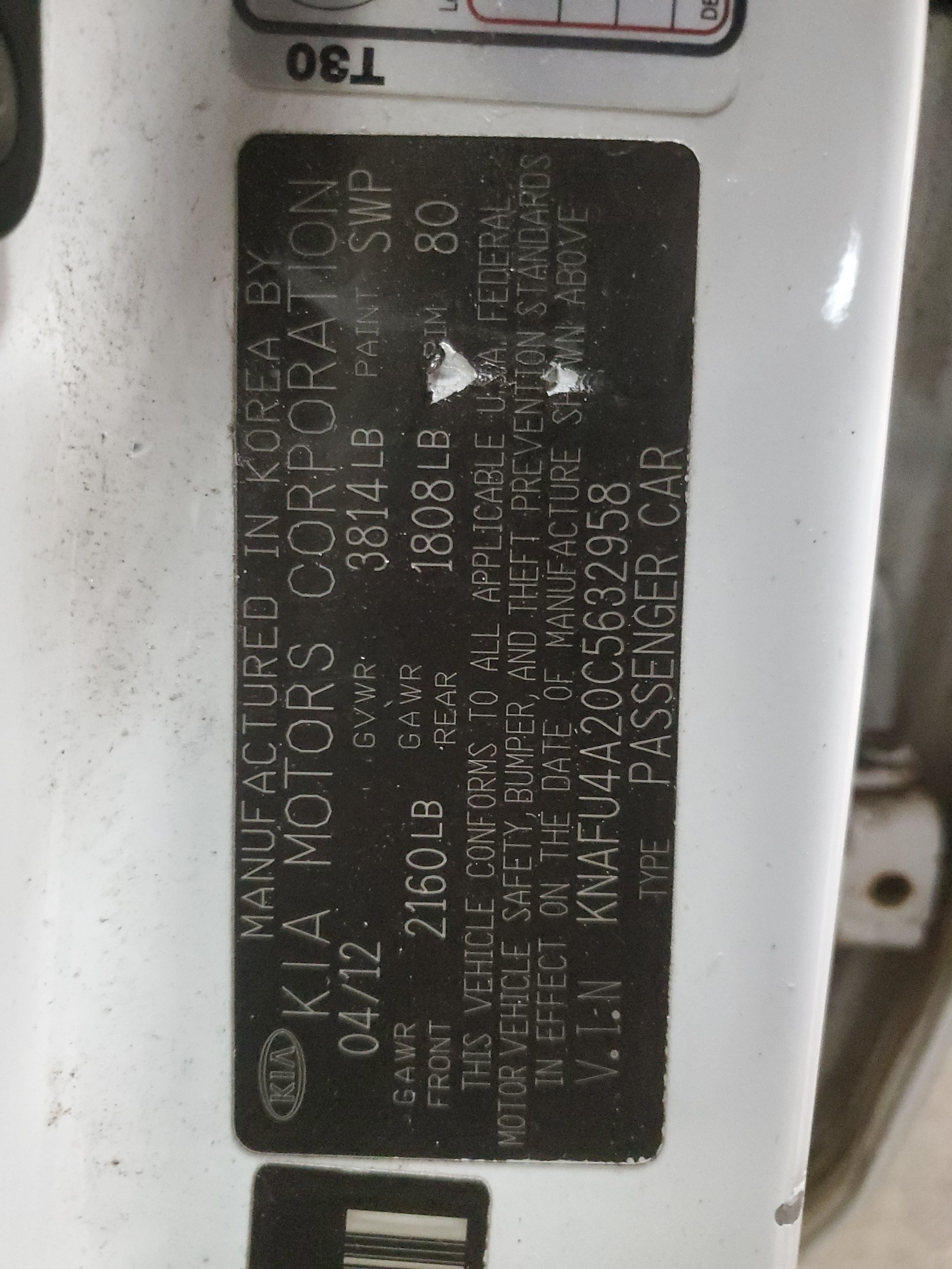 KNAFU4A20C5632958 2012 Kia Forte Ex