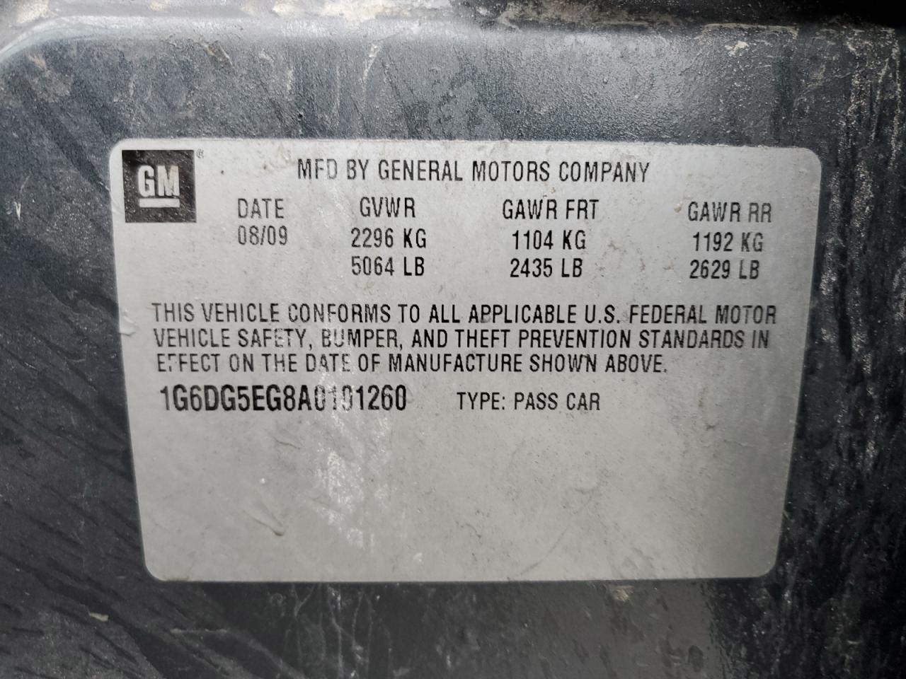 1G6DG5EG8A0101260 2010 Cadillac Cts Luxury Collection