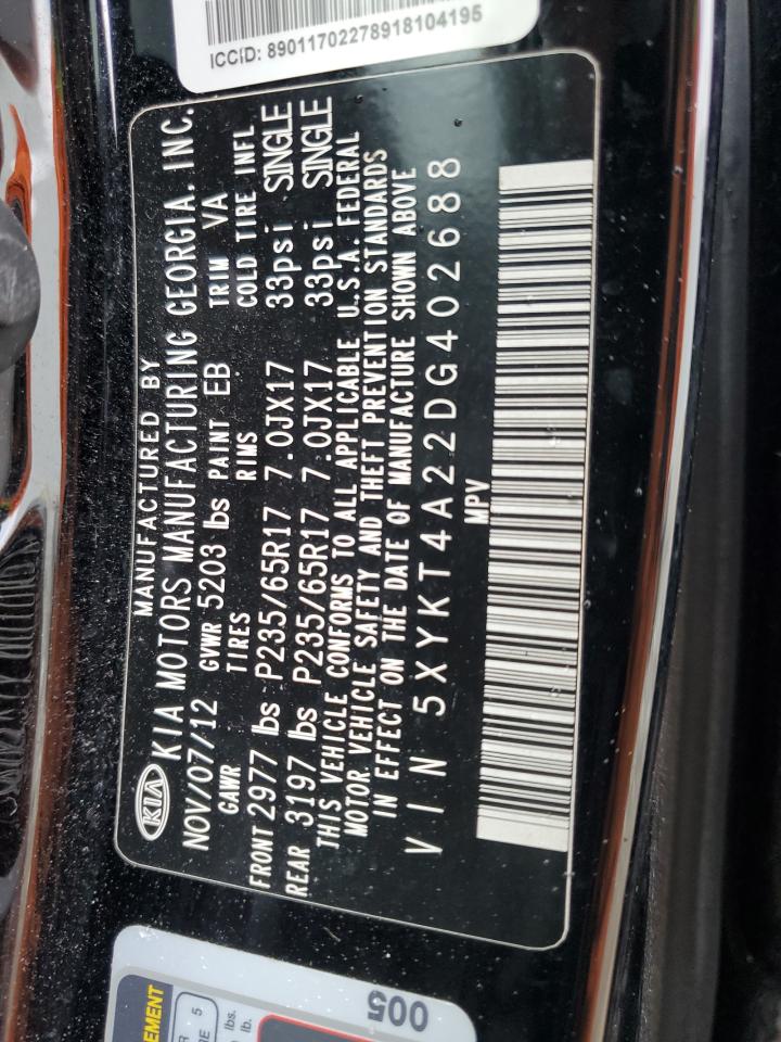 2013 Kia Sorento Lx VIN: 5XYKT4A22DG402688 Lot: 81921483