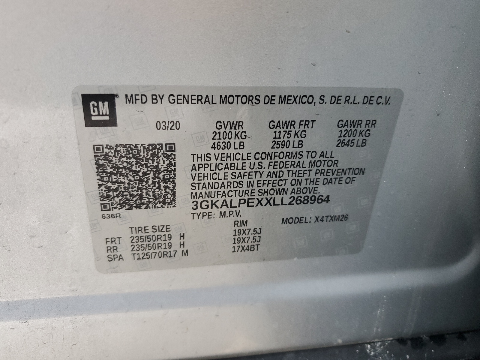 3GKALPEXXLL268964 2020 GMC Terrain Slt