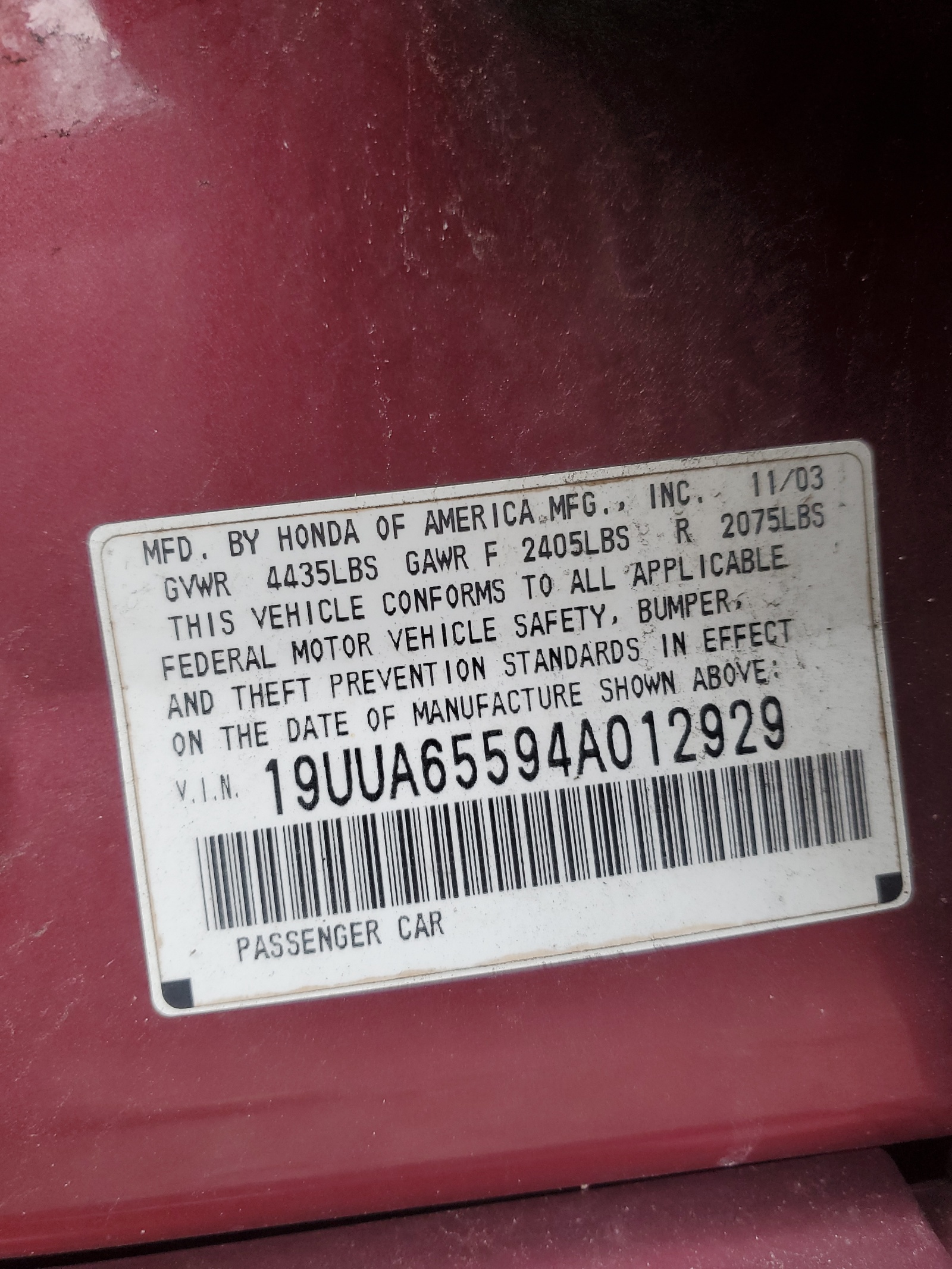 19UUA65594A012929 2004 Acura Tl