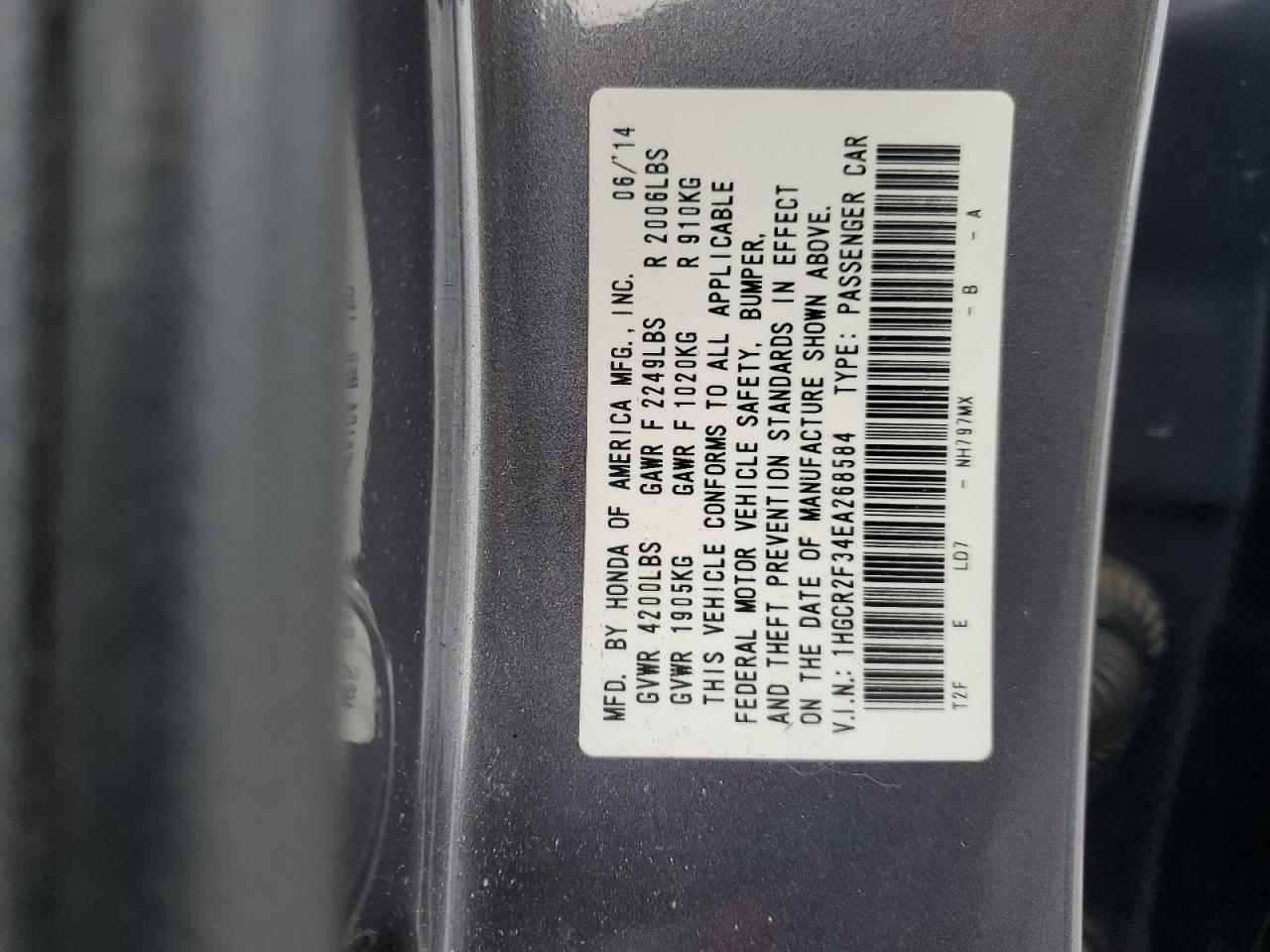 1HGCR2F34EA268584 2014 Honda Accord Lx