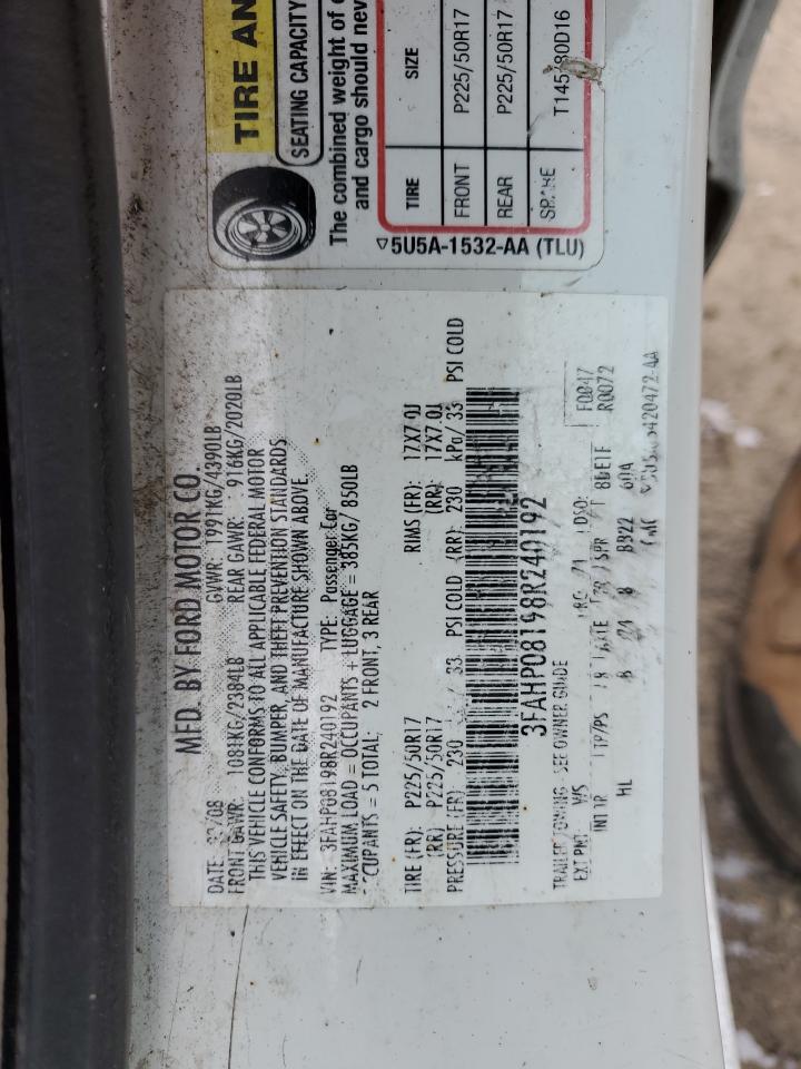 3FAHP08198R240192 2008 Ford Fusion Sel