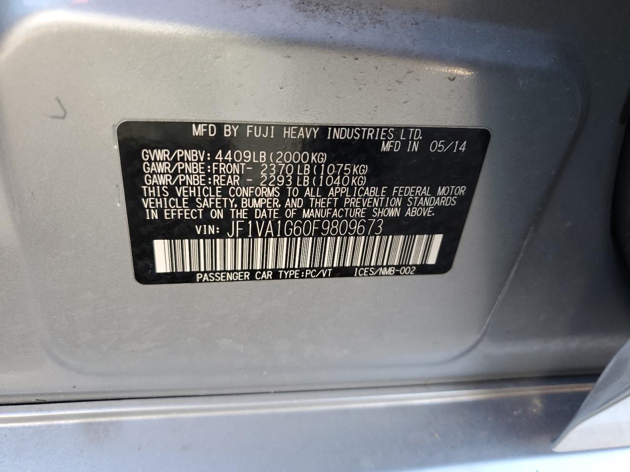 JF1VA1G60F9809673 2015 Subaru Wrx Limited