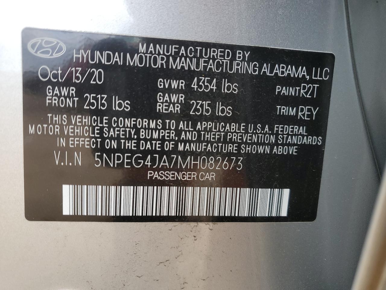 5NPEG4JA7MH082673 2021 Hyundai Sonata Se