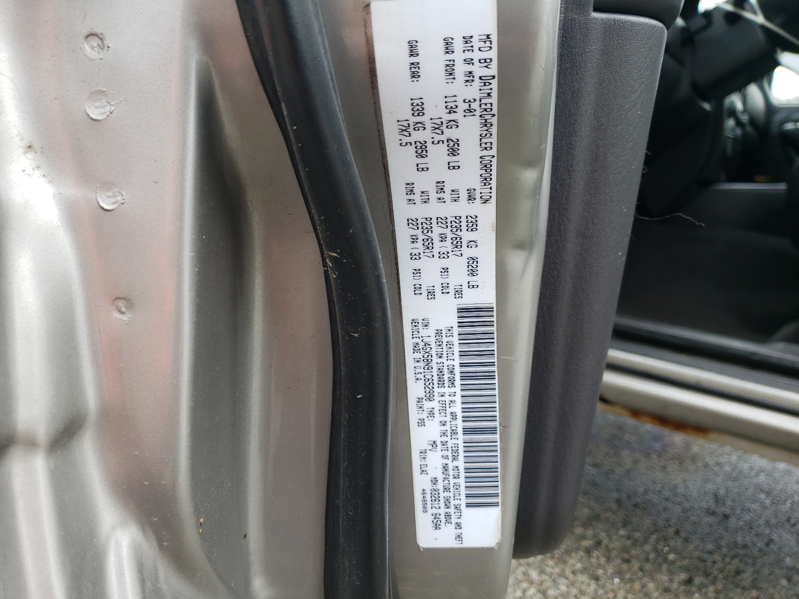 1J4GX58N91C652990 2001 Jeep Grand Cherokee Limited