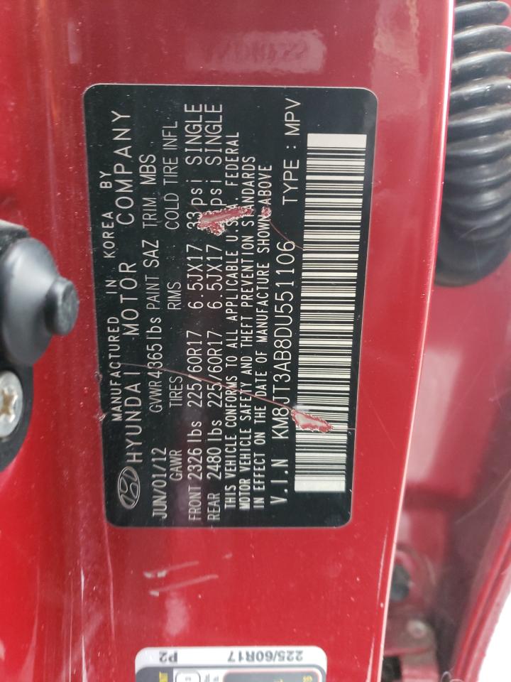 2013 Hyundai Tucson Gl VIN: KM8JT3AB8DU551106 Lot: 81580343