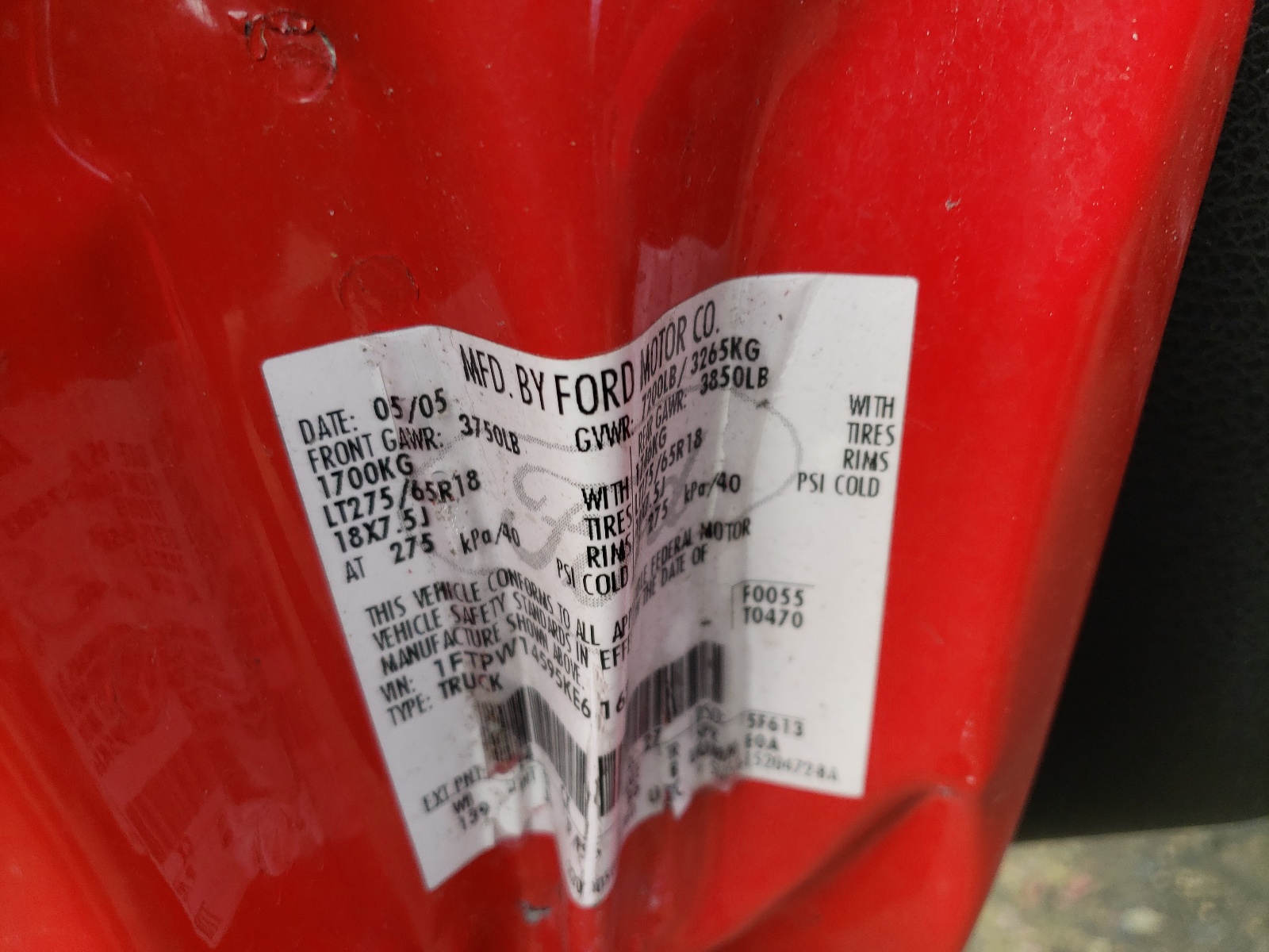 1FTPW14595KE61623 2005 Ford F150 Supercrew