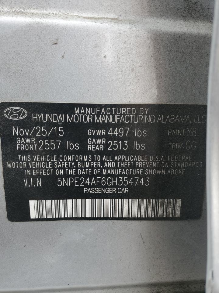 5NPE24AF6GH354743 2016 Hyundai Sonata Se