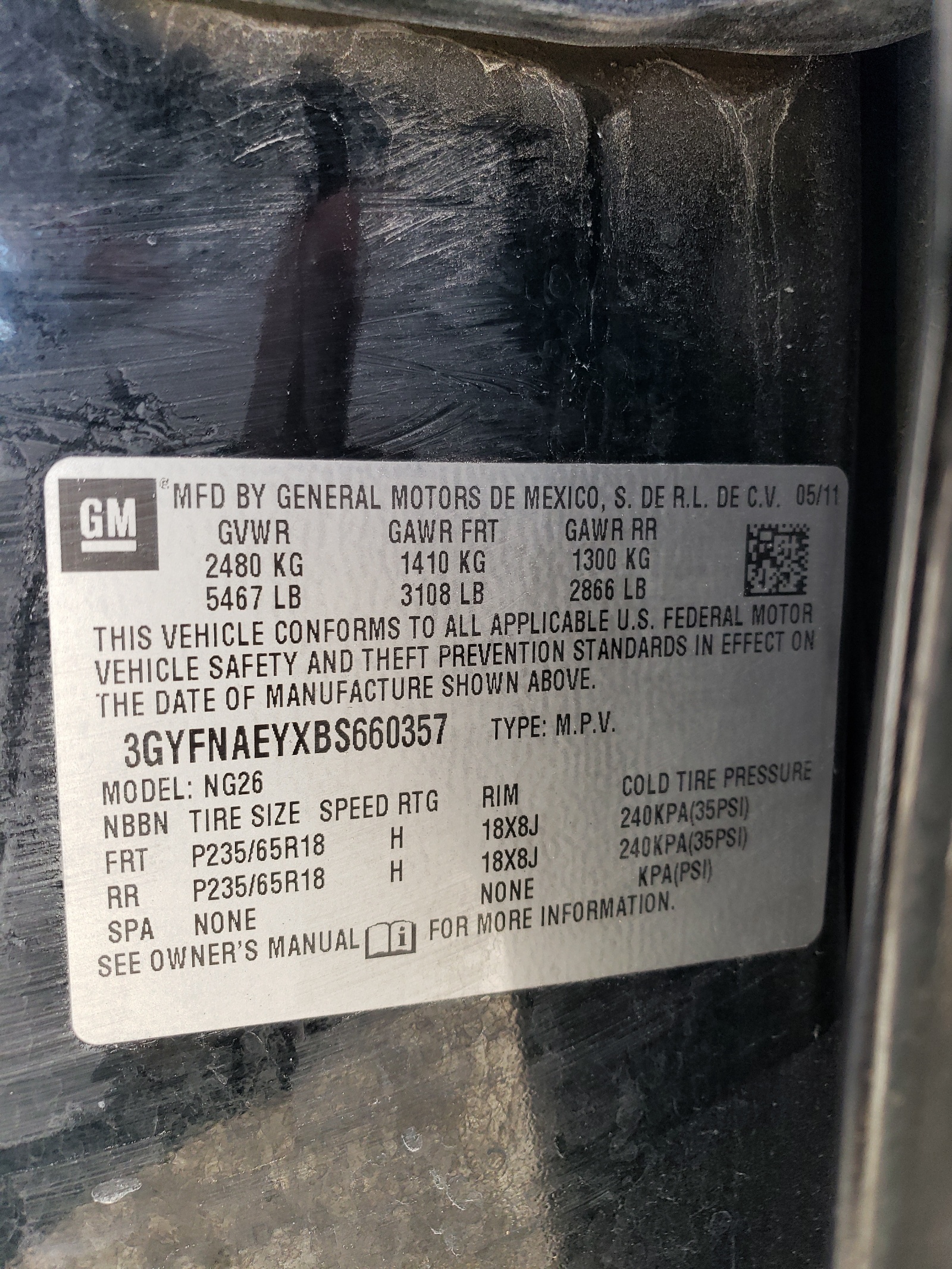 3GYFNAEYXBS660357 2011 Cadillac Srx Luxury Collection