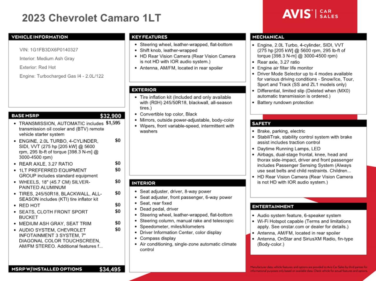 1G1FB3DX6P0140327 2023 Chevrolet Camaro Ls