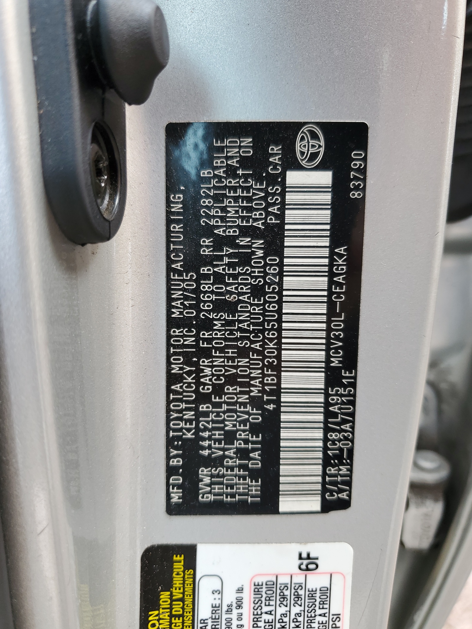 4T1BF30K65U605260 2005 Toyota Camry Le