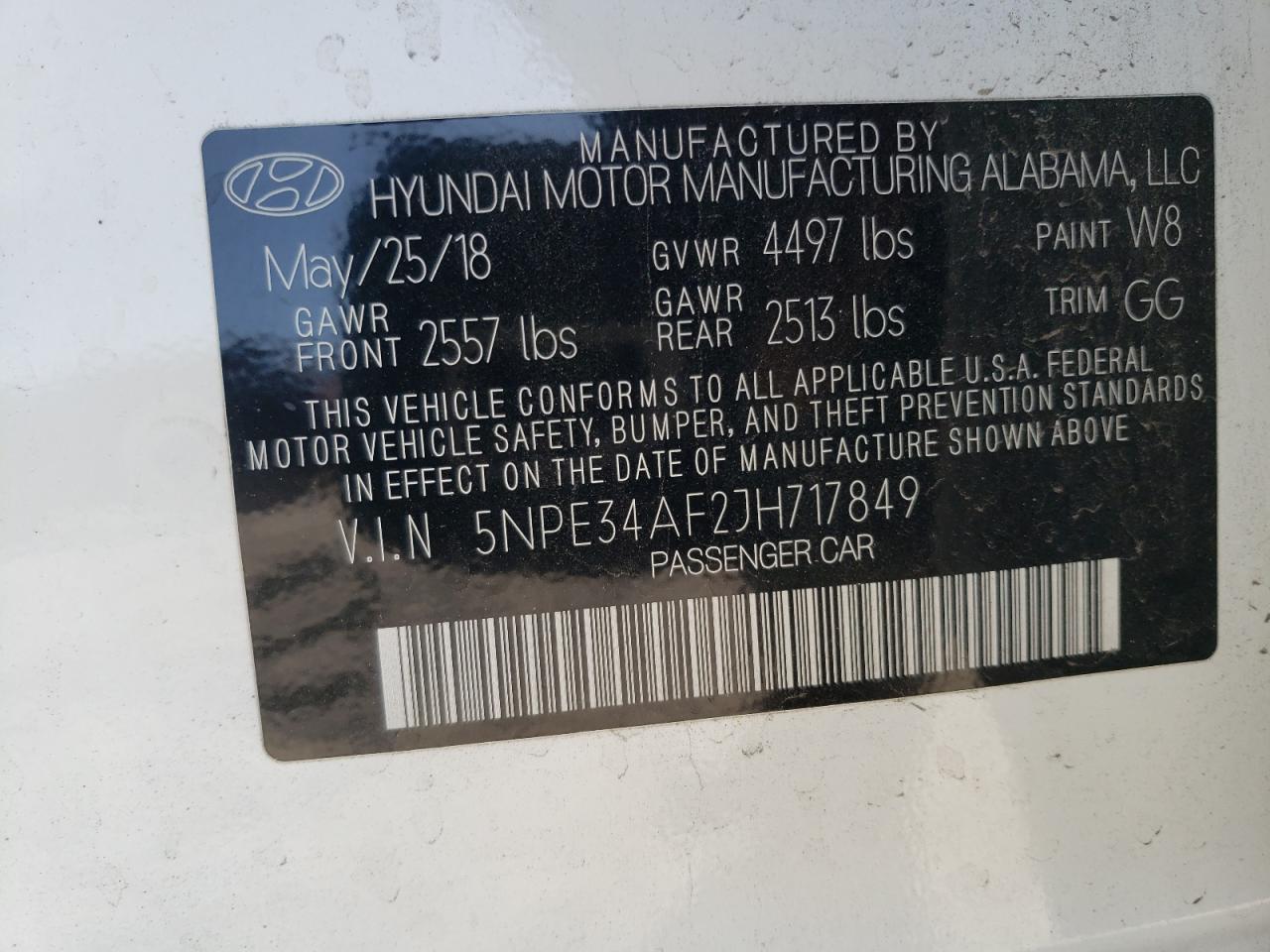 5NPE34AF2JH717849 2018 Hyundai Sonata Sport