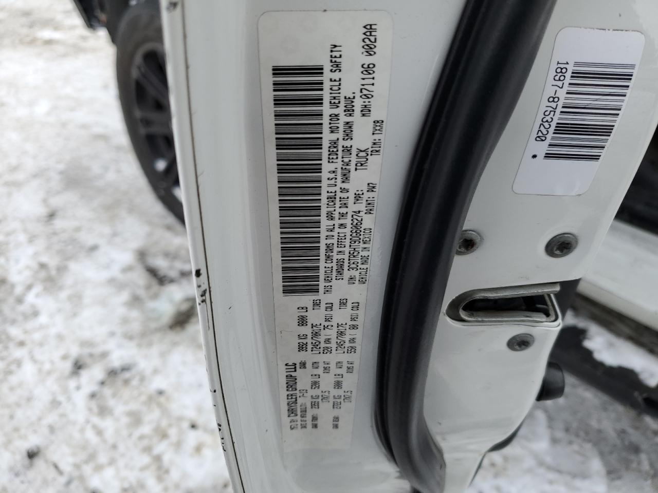 2013 Ram 2500 St VIN: 3C6TR5HT9DG606274 Lot: 63889774