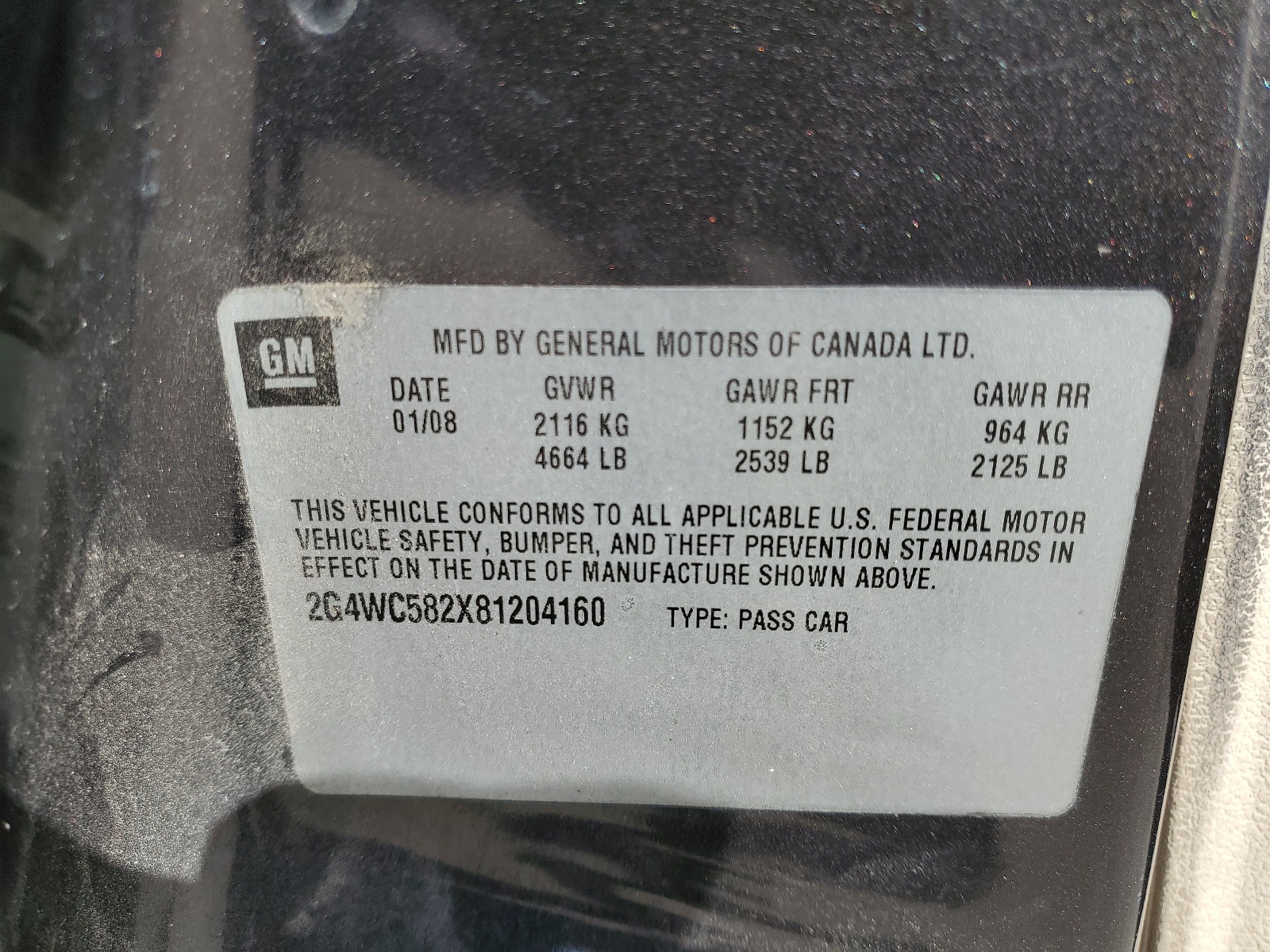 2G4WC582X81204160 2008 Buick Lacrosse Cx
