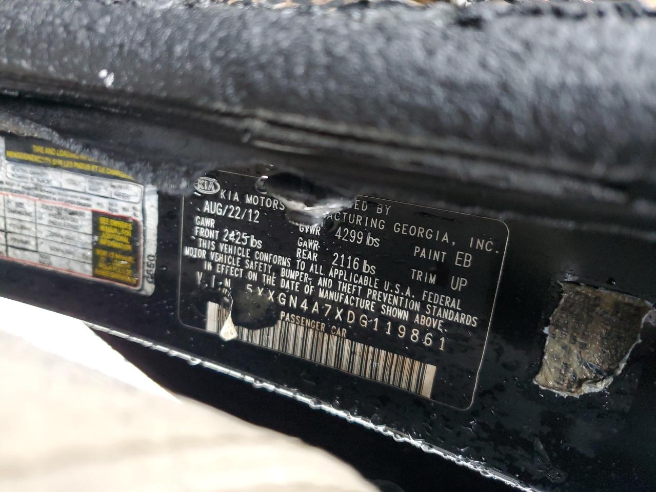 2013 Kia Optima Ex VIN: 5XXGN4A7XDG119861 Lot: 65057704