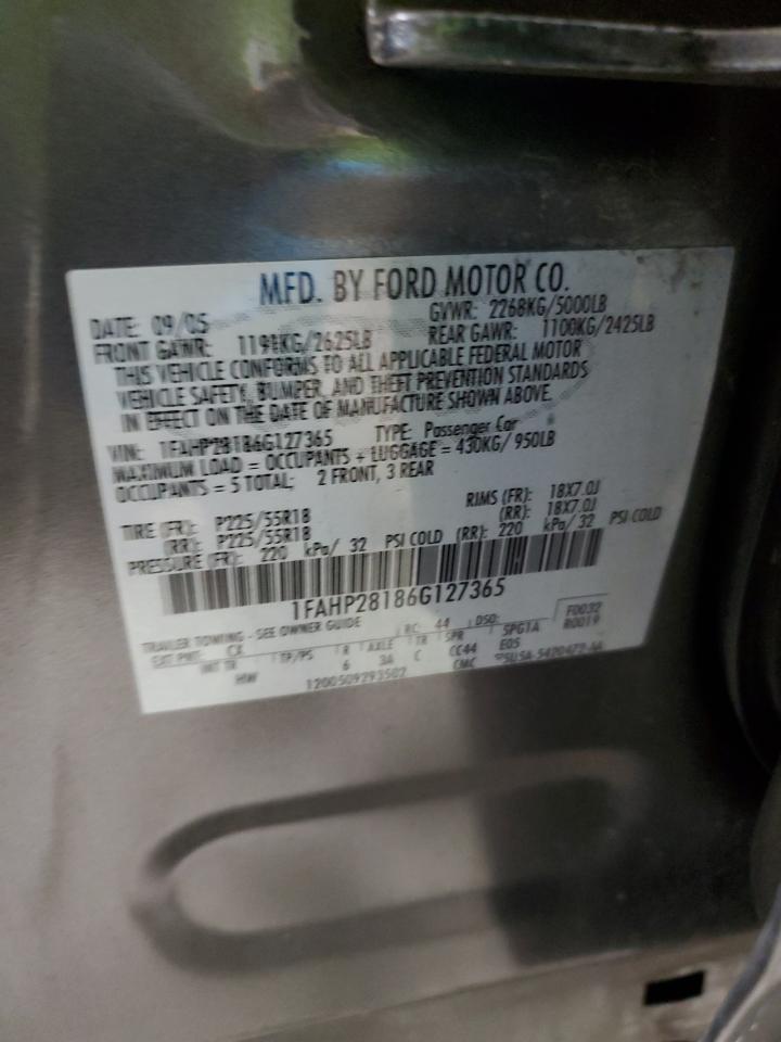 2006 Ford Five Hundred Limited VIN: 1FAHP28186G127365 Lot: 81593873