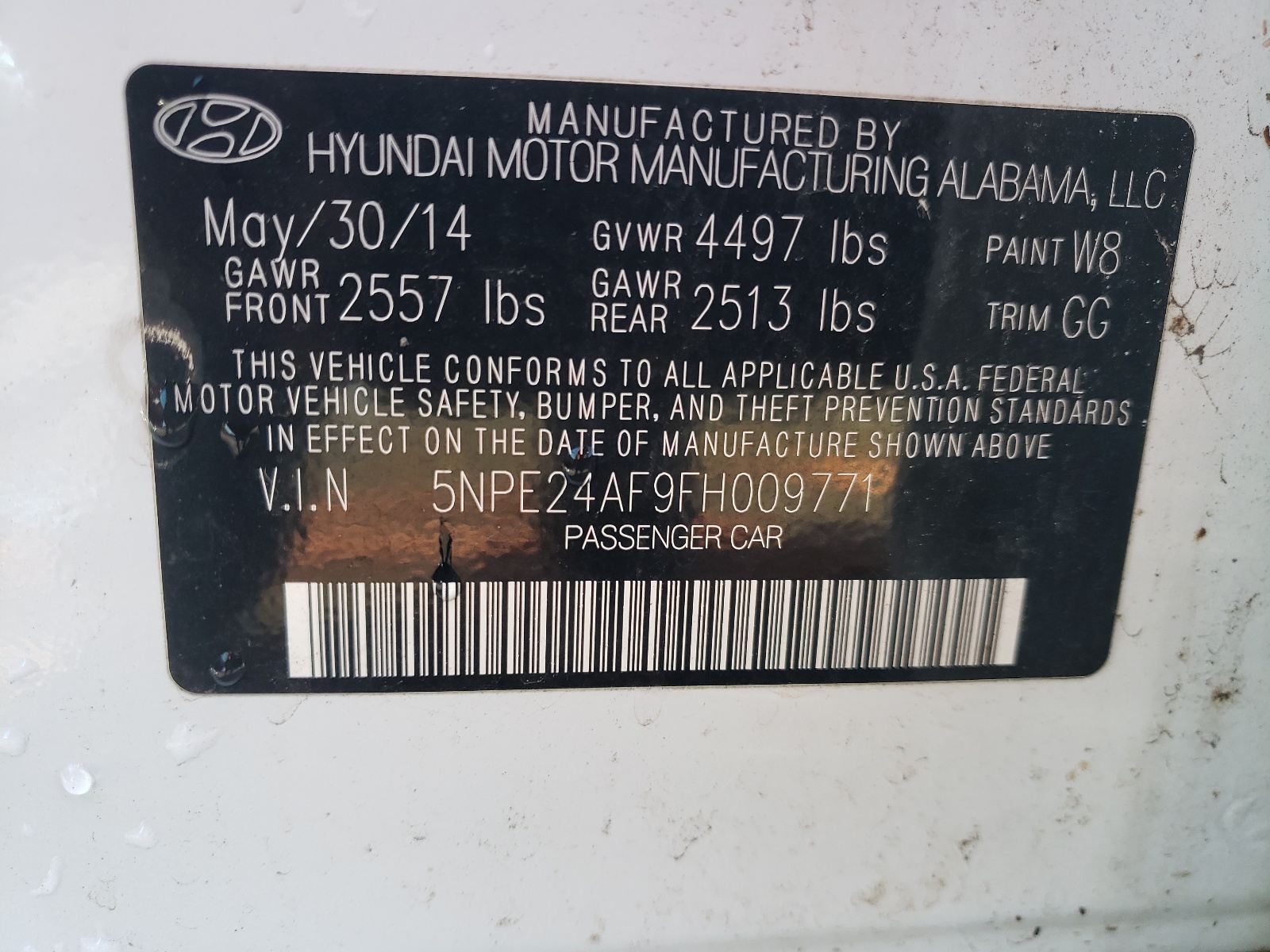 5NPE24AF9FH009771 2015 Hyundai Sonata Se