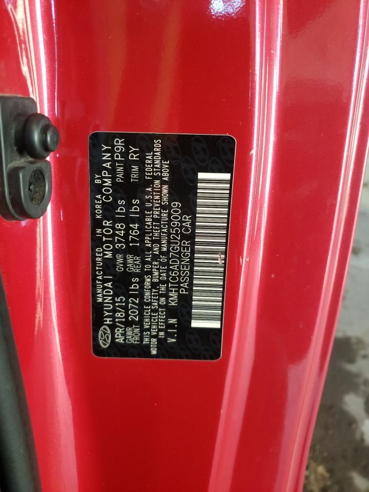 2016 Hyundai Veloster VIN: KMHTC6AD7GU259009 Lot: 39338384