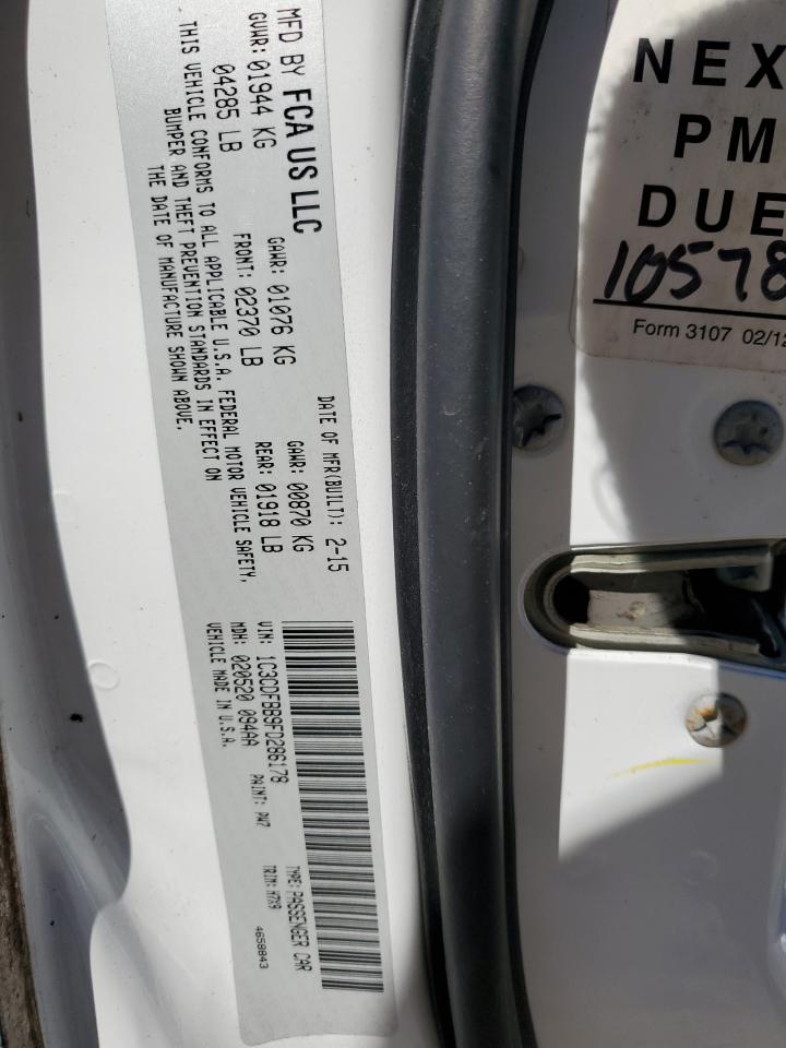 2015 Dodge Dart Sxt VIN: 1C3CDFBB9FD286178 Lot: 82371244