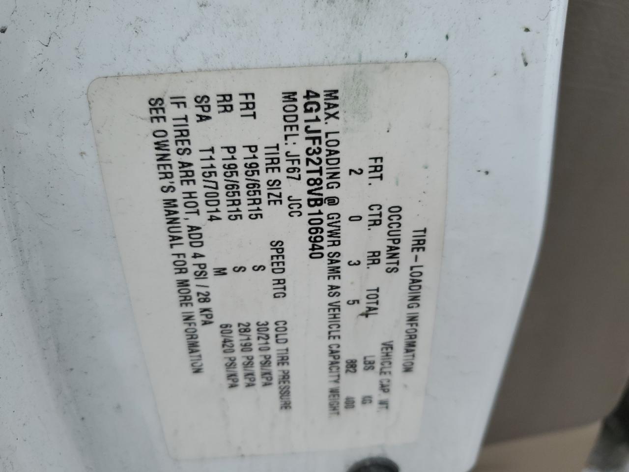 1997 Chevrolet Cavalier Ls VIN: 4G1JF32T8VB106940 Lot: 38951434