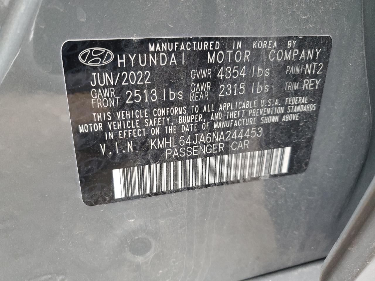 KMHL64JA6NA244453 2022 Hyundai Sonata Sel