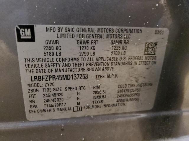 LRBFZPR45MD137253 | 2021 Buick envision essence