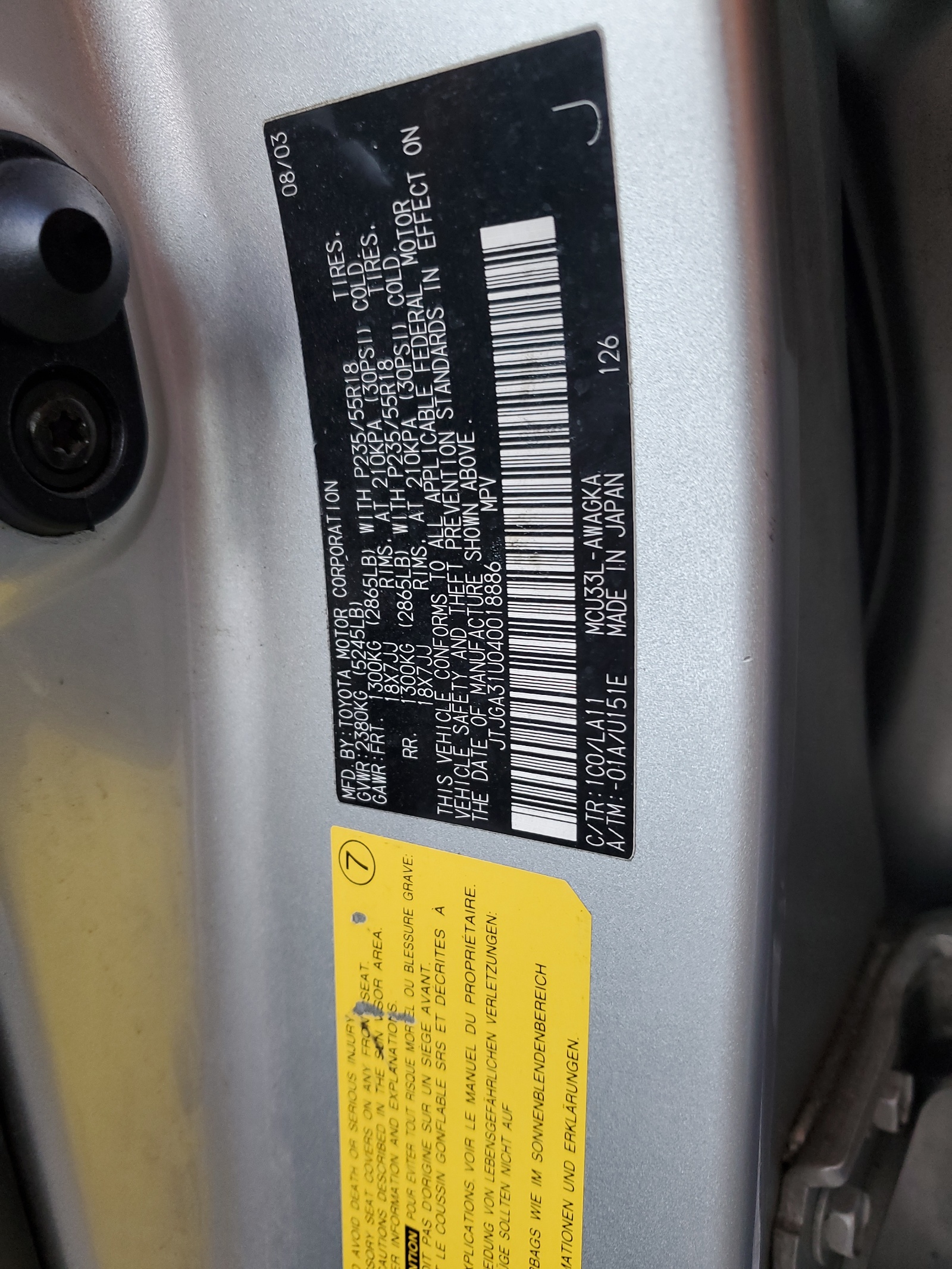 JTJGA31U040018886 2004 Lexus Rx 330