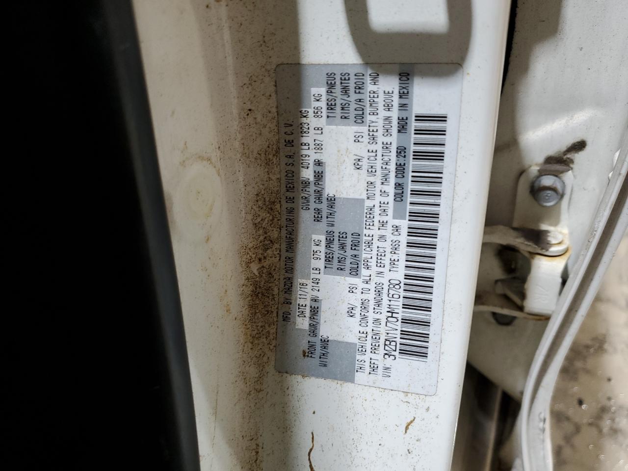 2017 Mazda 3 Touring VIN: 3MZBN1V70HM116780 Lot: 37118814