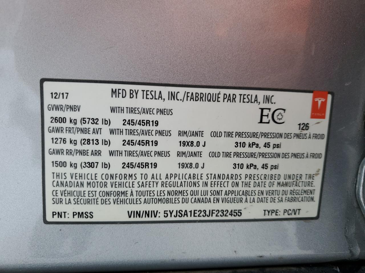 5YJSA1E23JF232455 2018 Tesla Model S