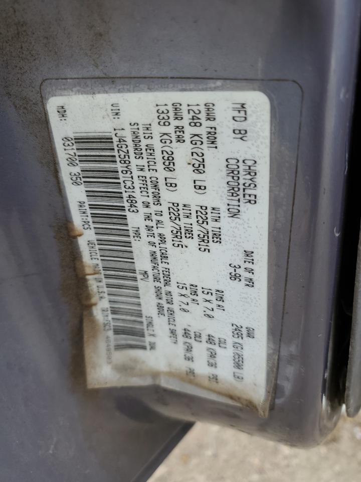 1996 Jeep Grand Cherokee Laredo VIN: 1J4GZ58Y6TC314843 Lot: 62285704