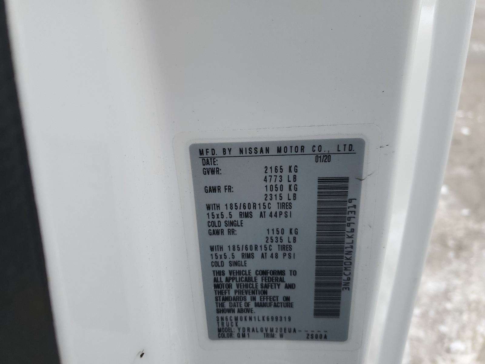 3N6CM0KN1LK699319 2020 Nissan Nv200 2.5S