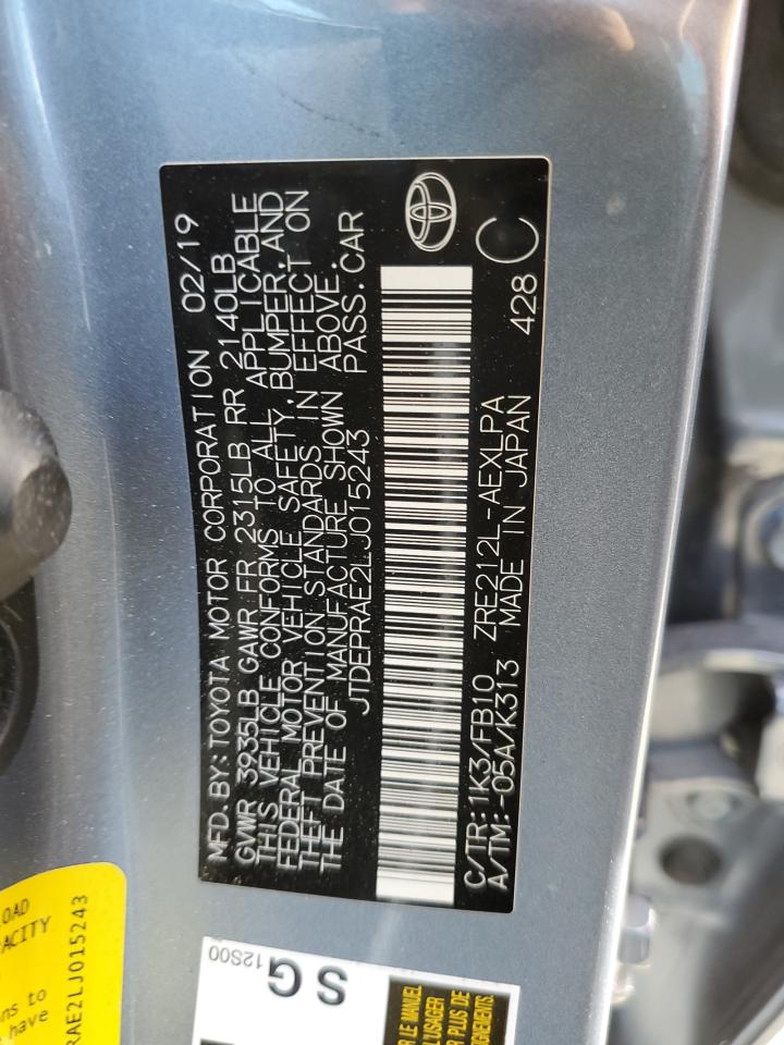 JTDEPRAE2LJ015243 TOYOTA COROLLA 2020