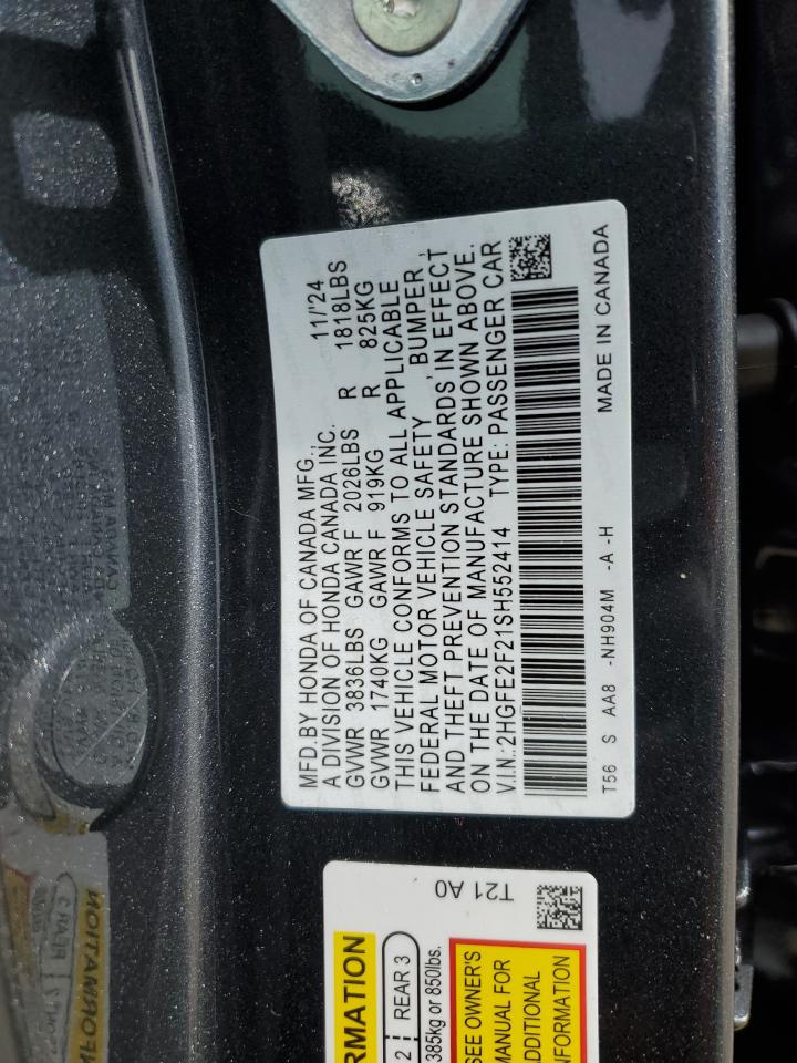 2HGFE2F21SH552414 HONDA CIVIC 2025