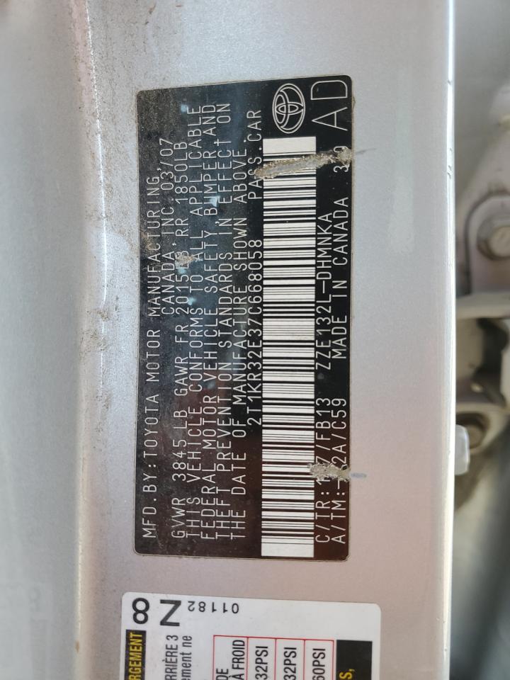 2007 Toyota Corolla Matrix Xr VIN: 2T1KR32E37C668058 Lot: 87397594