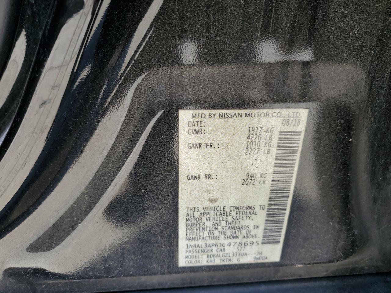 1N4AL3AP6JC478695 NISSAN ALTIMA 2018