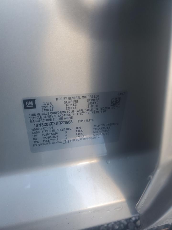1GNSCBKCXHR270953 CHEVROLET TAHOE 2017