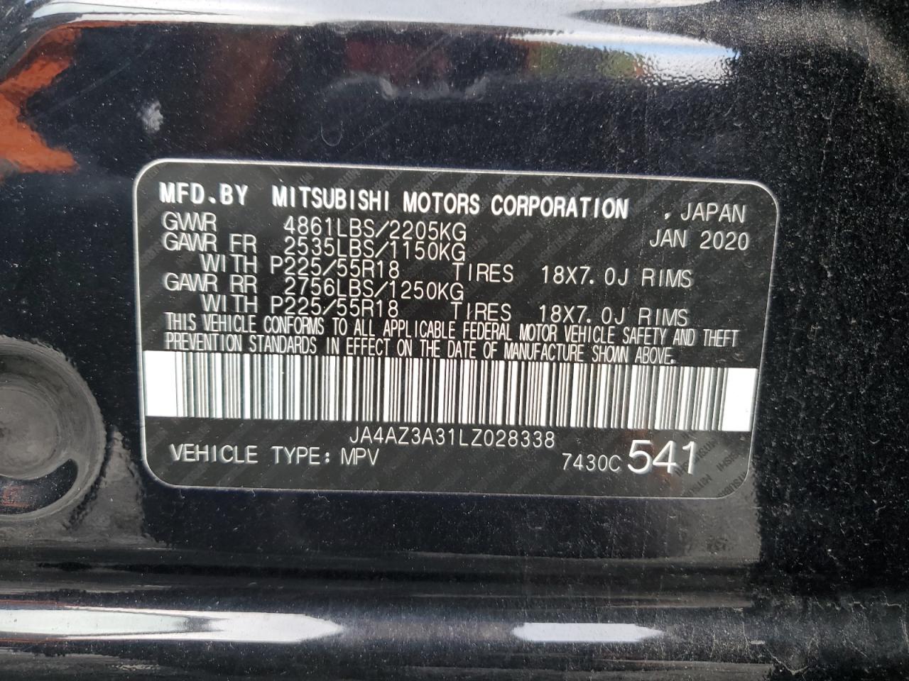 VIN JA4AZ3A31LZ028338 2020 MITSUBISHI OUTLANDER no.13