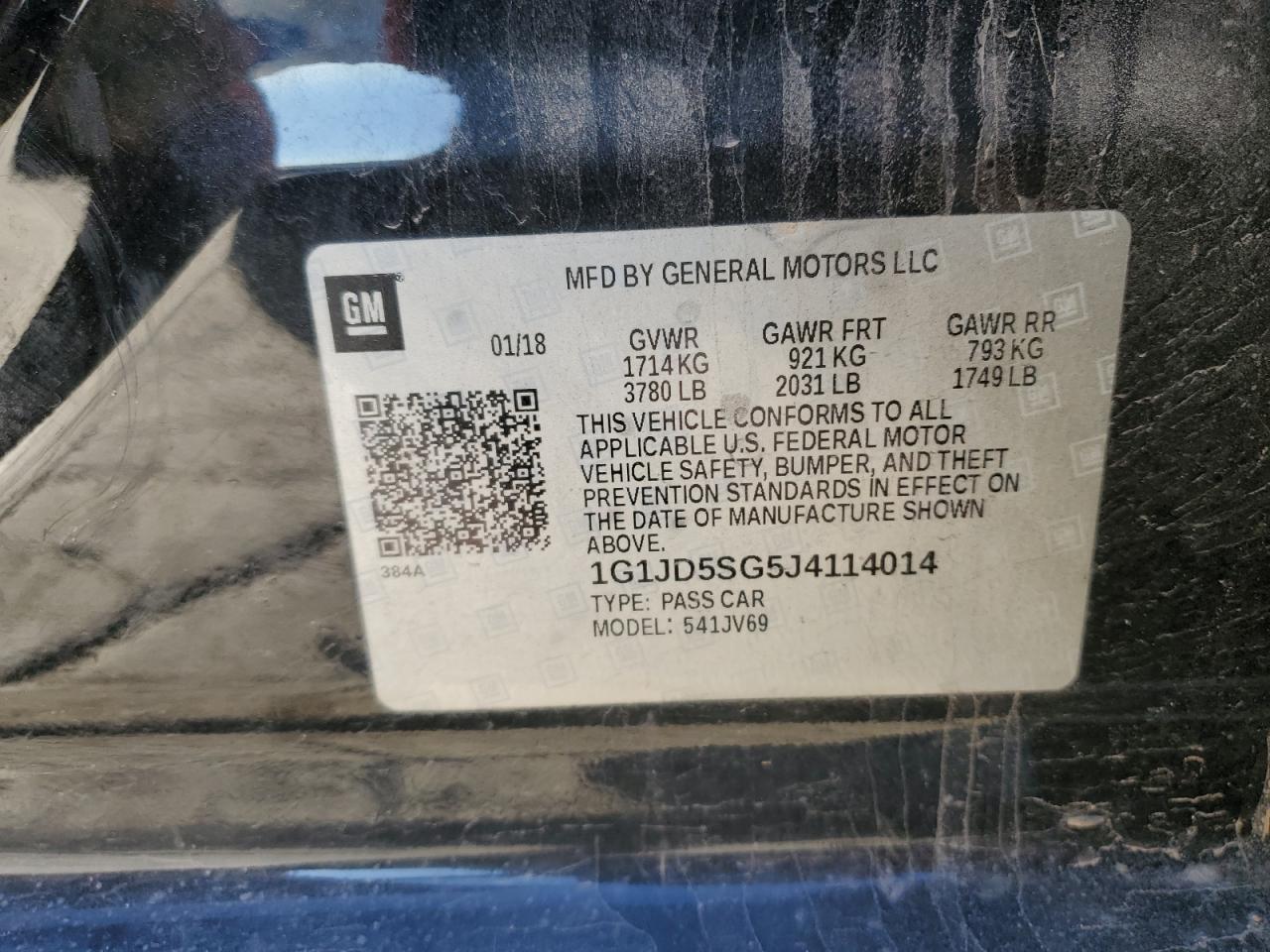1G1JD5SG5J4114014 CHEVROLET SONIC 2018