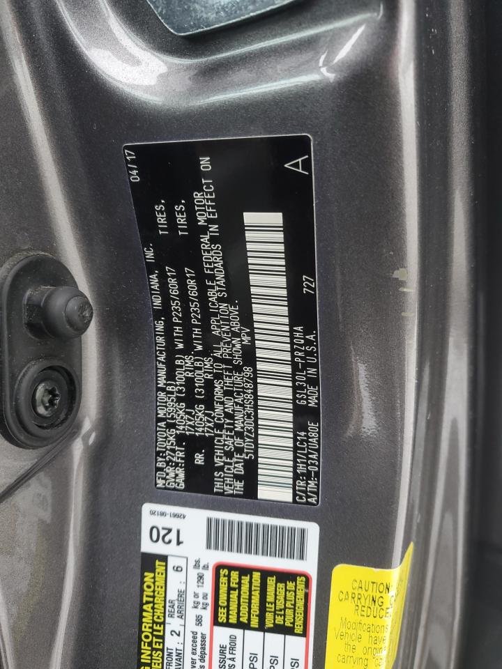 5TDYZ3DC3HS848798 TOYOTA All Models 2017