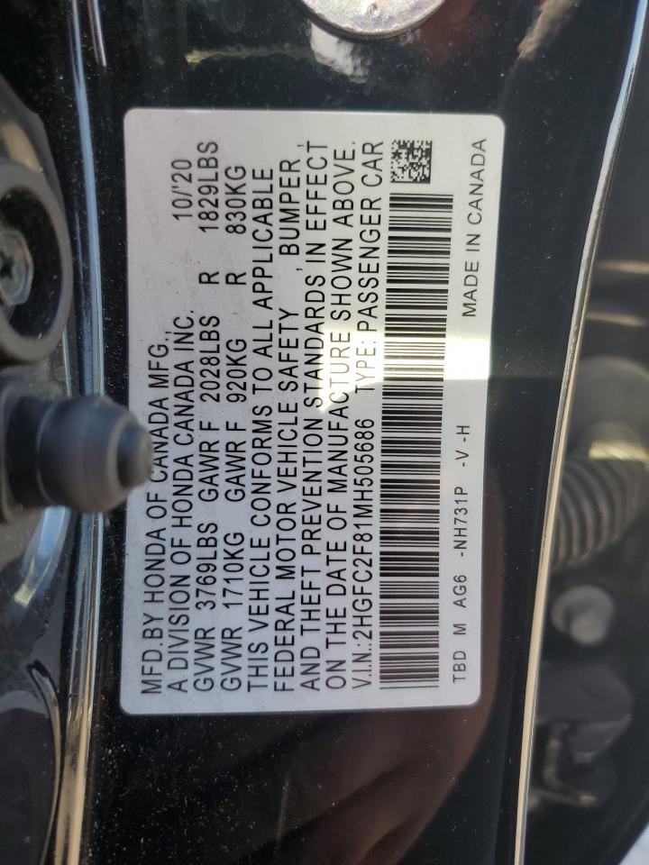 2HGFC2F81MH505686 HONDA CIVIC 2021