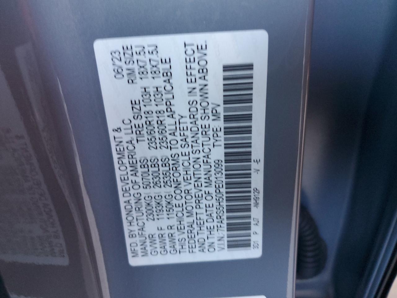 7FARS5H50PE013099 HONDA CRV 2023