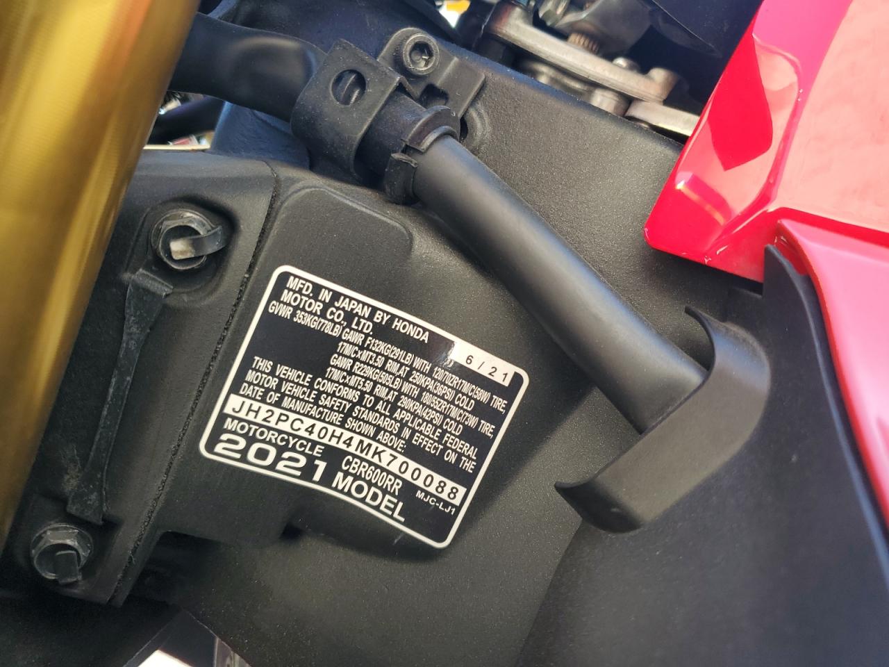 JH2PC40H4MK700088 HONDA CBR CYCLE 2021