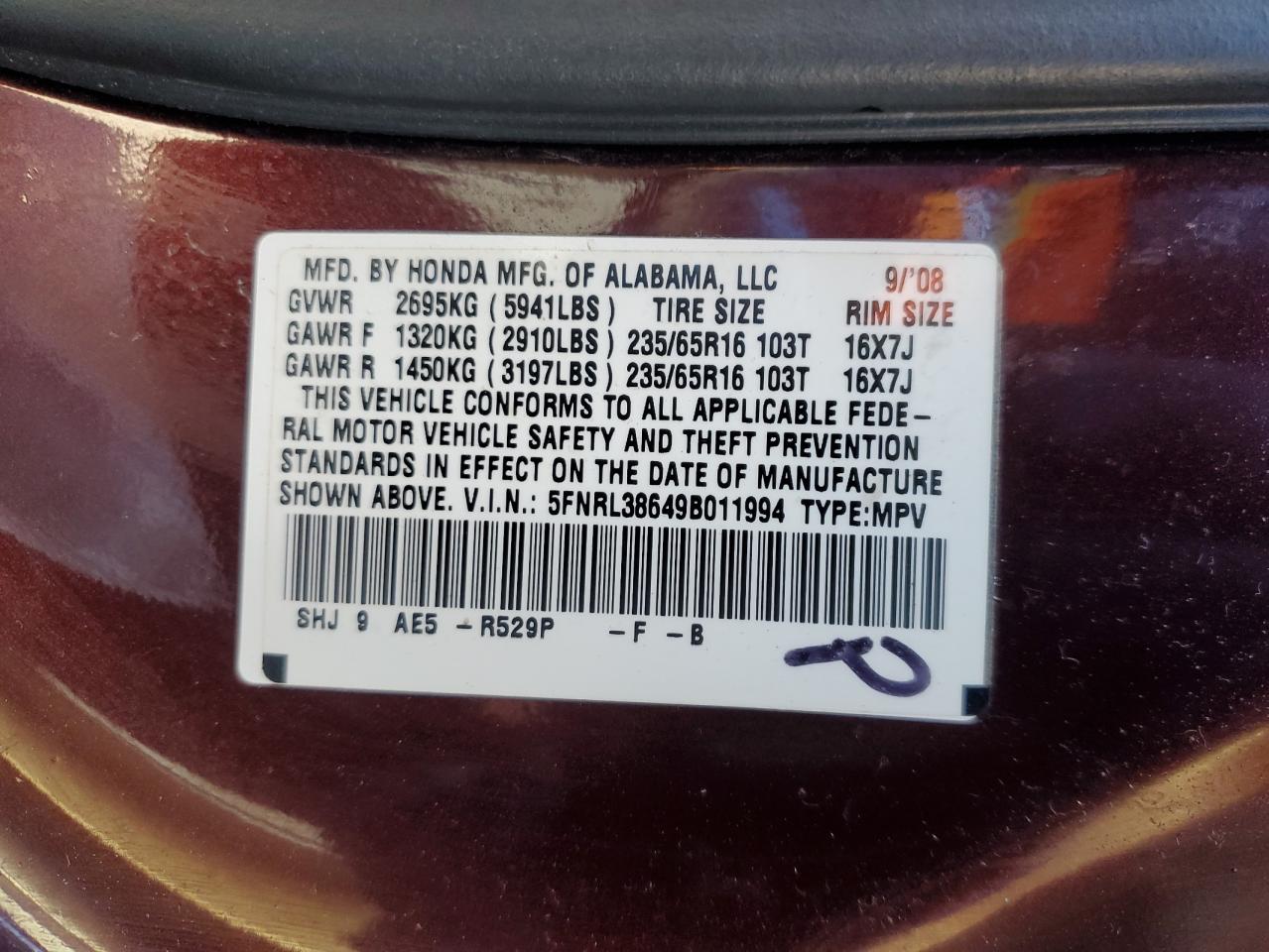 2009 Honda Odyssey - Image 13