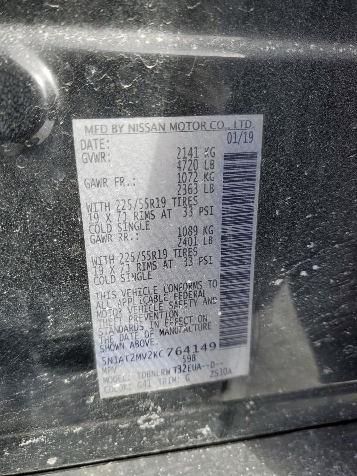 5N1AT2MV2KC764149 NISSAN ROGUE 2019